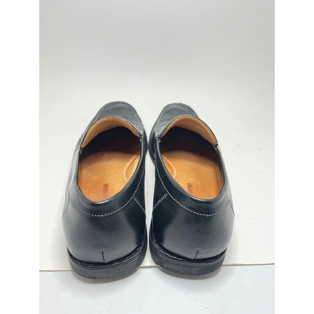 Johnston & Murphy Men Loafers 10.5M Black Pebbled Leather Moc Toe Slip On Preppy